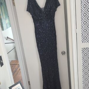 Midnight Blue Sequin Maxi Dress